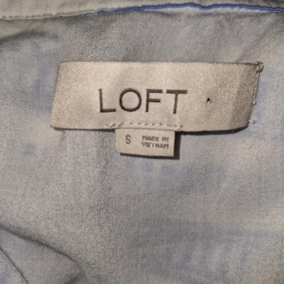 Loft White n Blue Dress with Pockets Size Small - Picture 7 of 7